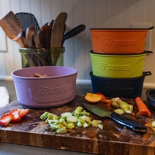 GUNNER lavender travel dog bowl w spill-proof lid thumbnail 2