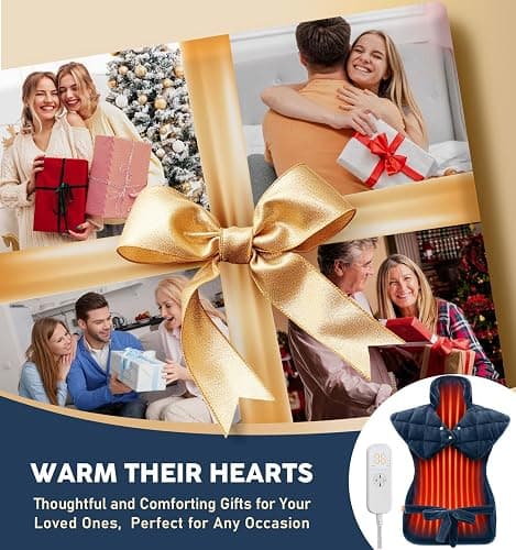 Electric Heating Pad for Neck Shoulders and Back Pain Relief, Christmas Gifts for Women Men Mom Dad Elderly, Large Weighted Neck Shoulders & Back Heat Pad, 6 Heat Settings Auto-Off, UL Certified, Gray thumbnail 7