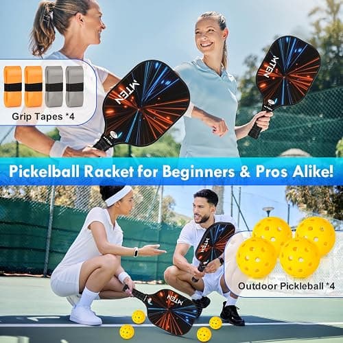 Pickleball Paddles Set of 2 or 4, or Single Paddle – USAPA Approved Fiberglass Surface Pickleball Rackets Set for Men & Women thumbnail 7