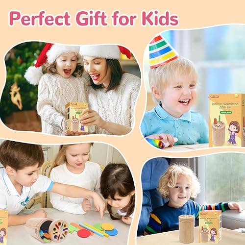 MTTIERY Montessori Wooden Color Sorting Toys for 18 Month Old,Preschool Learning Activities Educational Fine Motor Matching Game,Birthday Gifts for Boys Girls - Ice Cream Stick thumbnail 7