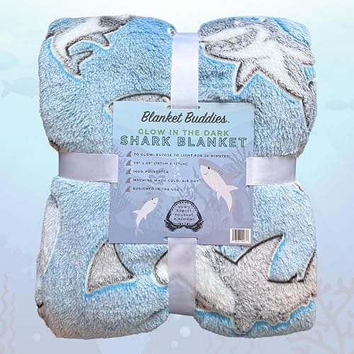Shark Glow in The Dark Fleece Blanket: Cozy, Soft, Lightweight, Warm, 50" x 60" for Boys and Girls with Hammerhead, Mako, Blue, Whale, and Great White Sharks! (Blue) thumbnail 7