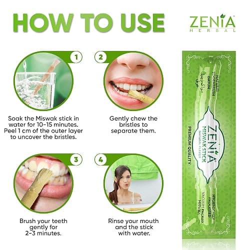 Zenia Sewak Natural Miswak Toothbrush - Vacuum Sealed Natural Flavor Traditional Peelu Toothbrush Stick - for Healthy Gums, Teeth, and Fresher Breath (Pack of 3) thumbnail 2