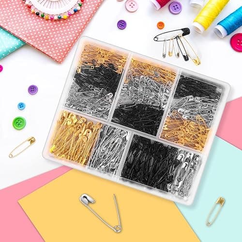 630 Pack Safety Pins Assorted, 5 Different Sizes Small and Large Safety Pin for Clothes Pins Sewing, Nickel Plated Steel, Arts and Crafts Supplies (3 Colors) thumbnail 2