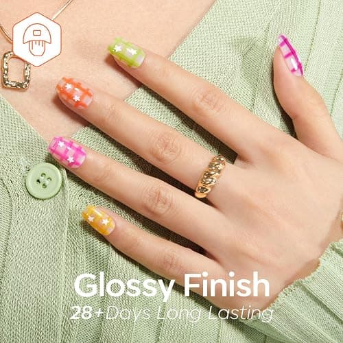 modelones Jelly Neon Gel Nail Polish Set, Hema Free Halloween Sheer Effect | Neon Hot Pink Orange Blue Yellow Green Purple 6 Colors Bright Translucent Effect Gel Polish Kit LED Nail Art Gift Salon thumbnail 4