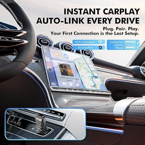 Wireless CarPlay Adapter for Apple iPhone - Converts Factory Wired CarPlay to Wireless, Quick Setup & Auto-Connect Every Drive, CarPlay Dongle for Cars from 2015+ & iOS10+ (Metallic Brushed Blue) thumbnail 5