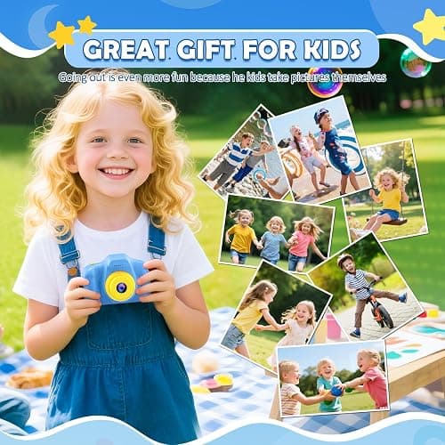 Desuccus Kids Camera Toys Christmas Birthday Gifts for Boys and Girls Kids Toys 3 4 5 6 7 8 9 Year Old HD Digital Video Camera for Toddler with 32GB SD Card (Blue) thumbnail 4