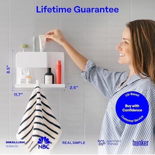 WallShelfie Bedside Wall Organizer & Dorm Decor - Dorm Room Essential, Floating Bedside Shelf Wall Mount Organizer, Remote Control Holder, Cool Teen Girls Trendy Stuff, Room Organization (White) thumbnail 2