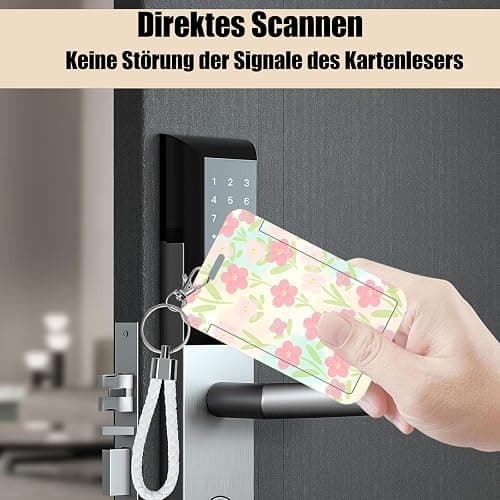 4 Stück Blumenmuster Kpop Photocard Holder mit Schlüsselanhänger, Sliding Hartplastik Kartenhülle, Card Sleeves, Niedliche Kartenhalter für Bus Card, Studentenausweis Ausweis, Bankkarte, Ausweishalter thumbnail 6
