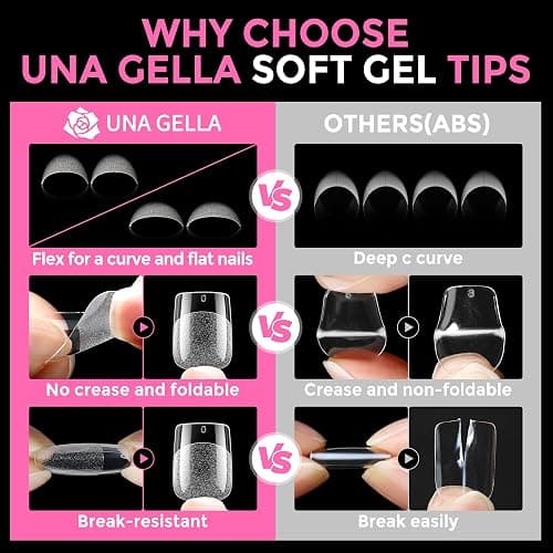 UNA GELLA Extra Short Square Nail Tips XS 216pcs Pre-shape Extra Short Square Press on Nails Gel Tips Full Cover Acrylic Nails False Nails For DIY Salon 12 Sizes thumbnail 6