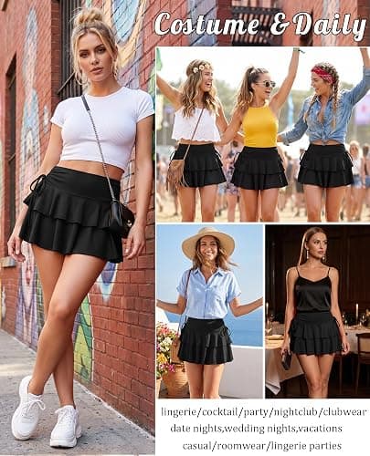 Avidlove Mini Skirts for Women Casual Micro Y2K Pleated Skirt Layered Ruffle Short Skirts Cheer Skirt Cosplay Outfits S-XXL thumbnail 2