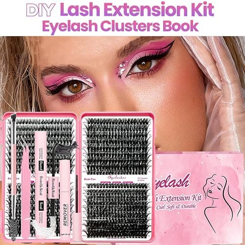 Qiveaory Kit di Estensione Delle Ciglia fai da 720pcs DIY Individual Lashes Clusters D Curl Kit con Lash Bond and Seal,Remover Extension Ciglia,Pinzette per Ciglia Pennello(10-18mm,30D+40D+50D+60D) thumbnail 8