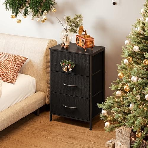 AODK Dresser for Bedroom Nightstand Small Dressers Chest of Drawers End Table for Living Room, Closet Dresser with 3 Storage Drawers Organizer Clothes, Black thumbnail 2