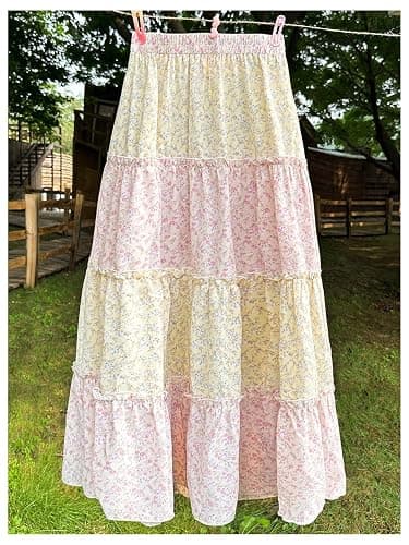 MakeMeChic Women's Floral Plaid Maxi Skirts Ruffle Layer Flowy Long Skirts | A Line, Casual Floral Maxi Skirt thumbnail 2