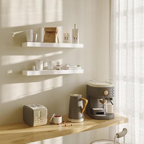 BAMEOS Floating Wall Shelves 24 x 6 Inch – Easy-Install Hanging Shelves with Hardware Included | Modern Decor Shelf for Bathroom, Bedroom & Living Room Storage, Set of 2, White thumbnail 6