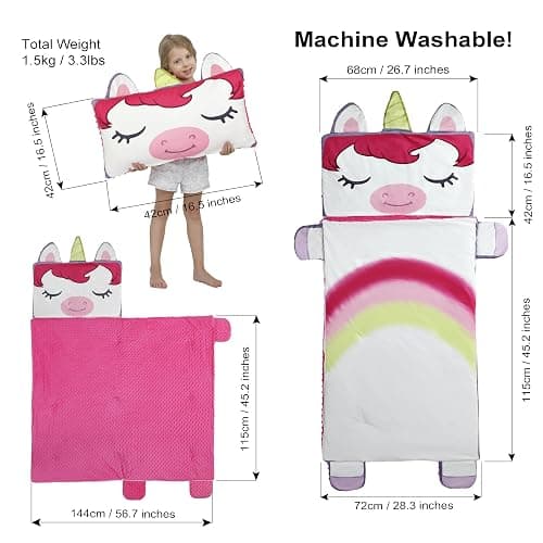 Rabtero Kids Sleeping Bag, Toddlers Nap Mat, Girls Sleeping Mat for Daycare Preschool, Slumber Bag, Pillow, Blanket 3 in 1 thumbnail 5
