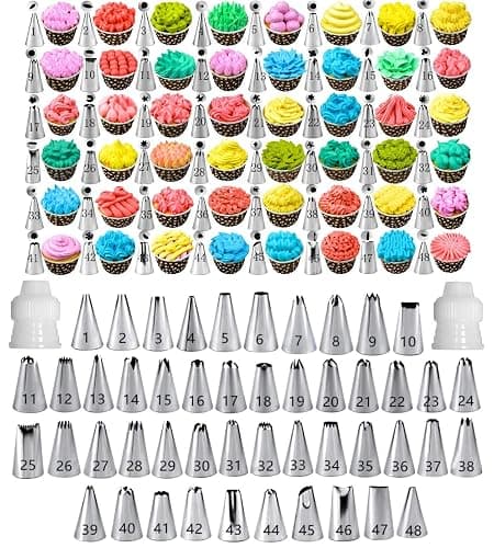 Cake Decorating Tips and Icing Piping Tips Coupler With 48pcs Piping Tips Instructions - Image 1