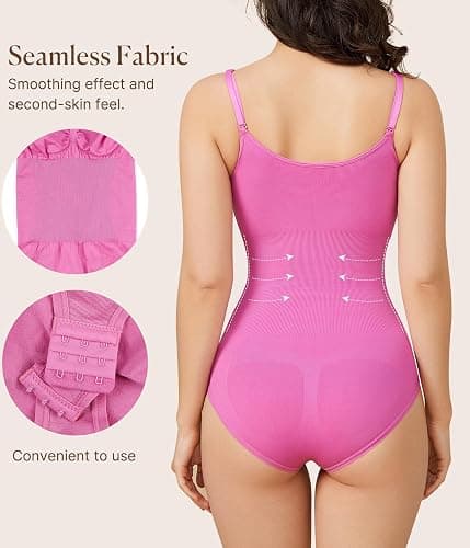 BRABIC Womens' Seamless Sleeveless V-Neck Bodysuit Shapewear Tummy Control thumbnail 2