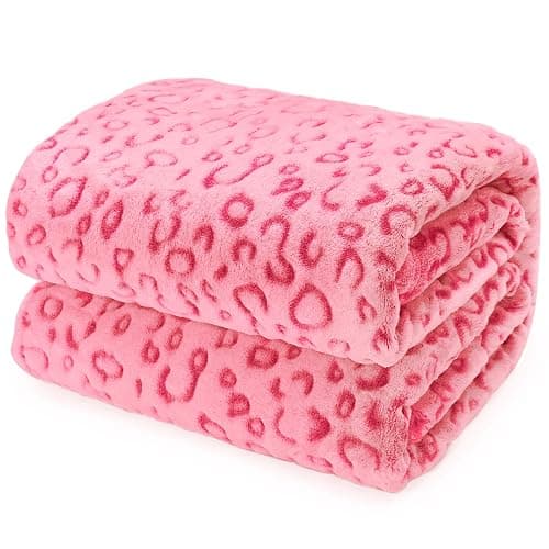 Y2K Pink Girly Room Decor Blanket - Soft Plush Leopard Throw for Women & Girls, Cozy Fleece Small Blanket for Couch Bed, Birthday, Mother’s Day & Easter Gifts - Image 1