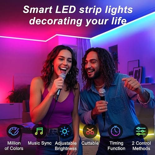 DAYBETTER 100ft Led Strip Lights for Bedroom with App Control Remote, 5050 RGB Led Lights for Bedroom, Music Sync Color Changing Strips for Room Party (2 Rolls of 50ft) thumbnail 3