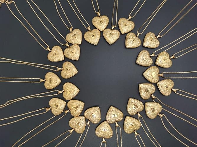 GOKING Love Heart Locket Necklace That Holds Pictures, Initial Alphabet A-Z Photo Lockets thumbnail 7