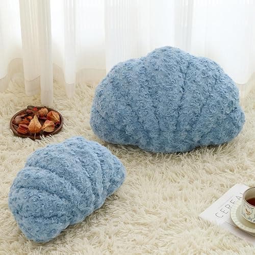 Ddliury Shell Pillow, Seashell Throw Pillow Room Decor for Couch Bed, Shell Pillows Soft Plush Pillow, Sea Shell Decorative Beach Cushion Pillows (Grey Blue, 18 X 13 Inches) thumbnail 2