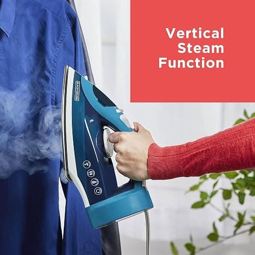 BLACK+DECKER Steam Iron for Clothes with Retractable Cord, Vertical Steaming, Anti-Drip Design, Spray Mist and Auto Clean Button, 1200W thumbnail 6