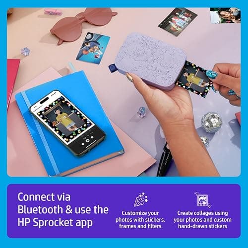 HP Sprocket Portable 2x3 Instant Color Photo Printer (Lilac) Starter Bundle thumbnail 4