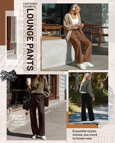 Neer 3 Pack Women's Baggy Sweatpants with Pockets, Wide Leg Yoga Pants Cozy Thick Lounge Pants Drawstring Casual Loose Jogger thumbnail 3