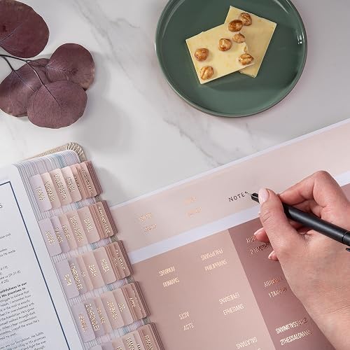 DiverseBee Laminated Bible Tabs (Rose Gold Embossed Lettering), Bible Journaling Supplies, Bible Book Tabs, Christian Gift, 73 Bible Tabs for Women and Men, Includes 4 Blank Tabs (Pearl) thumbnail 5