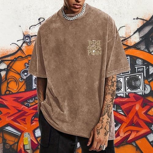 BINTEHGS God Christian T Shirts for Men Jesus Faith Shirt Acid Wash Oversized Tees Bible Verse Graphic Vintage Tshirt thumbnail 3