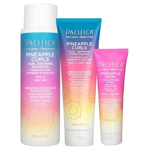 Pacifica Beauty Pineapple Curls 3-Step Hair Care Kit: Curl Defining Shampoo + Conditioner + Pineapple Swirl Curl Cream – Enhances Curls, Reduces Frizz, Vegan & Silicone-Free - Image 1