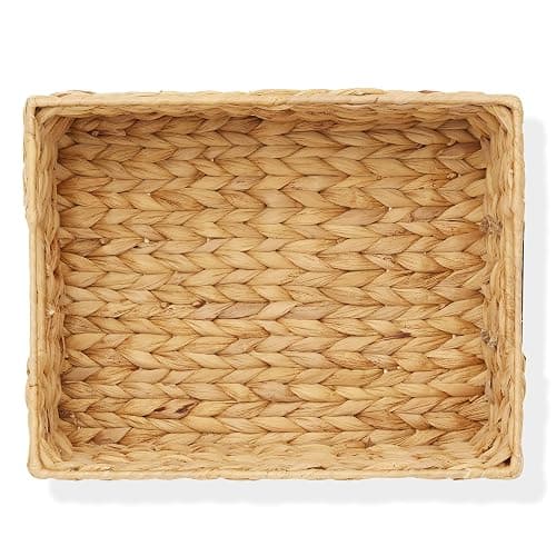 Casafield Set of 4 Water Hyacinth Pantry Baskets, 10" x 13" x 5", with Chalkboard Labels and Chalk Marker - Natural, Woven Storage Bin Organizers for Kitchen Shelves thumbnail 7