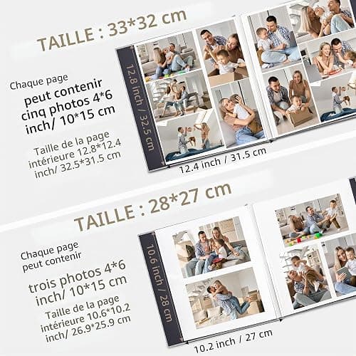 Vienrose Album Photo Adhésif, 40 Pages, 28 x 27 cm, Beige | Lin Relié Scrapbooking avec Un Stylo Métallique pour Mariage Bébé Famille Voyage thumbnail 5