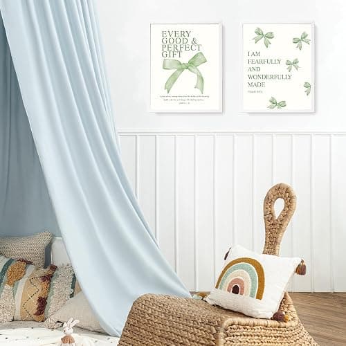 LARTSFRO Coquette Sage Green Bow Wall Art Decor Posters, Sage Green Bow Room Bedroom Bathroom Dorm Wall Art Decor Aesthetic for Teen Girls Gifts, Inspirational Bible Verses Bow Wall Decor, 10x8 Inch Set of 4 Pcs Bow Pictures (UNFRAMED) thumbnail 5