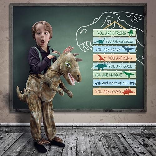 Rutiyoka Dinosaur Room Decor for Boys Bedroom Wall Dino Inspirational Art Kids Wood Decorations Little Boy Nursery Toddler Sign thumbnail 4