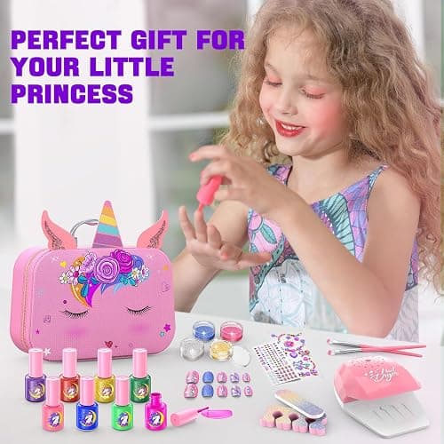 Kids Nail Polish Set for Girls, Non-Toxic Quick Dry Nail Art Salon Kit with Nail Dryer and Peelable Nail Polish,Ideal Gift Toys for Girls Age 3-12 thumbnail 7
