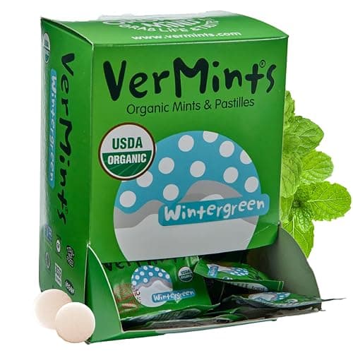 VerMints Organic Breath Mints Wintergreen - Real Ingredients, Lasting Refresh - Travel Size Candies - Non-GMO, Vegan, Nut Free, Gluten Free & Kosher Organic Flavored Candy Mints - 100 Packets - Image 1