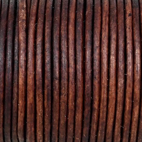GENIQUE Real/Genuine Round Leather String Cord for Necklace, Bracelets, Jewellery, Braiding (2mm, Antique Brown Distressed) thumbnail 4