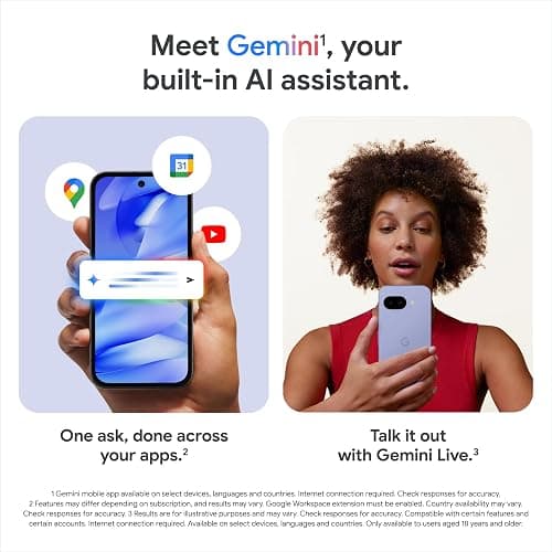 Google Pixel 9a - 128 GB -Unlocked Android Smartphone with AI Camera, All-Day Battery and Powerful Security - Porcelain thumbnail 3