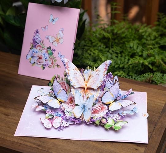 PALOX CRAFTS - Butterfly Garden 3D Pop-Up Greeting Card – Elegant Floral Pop-Up Card for Birthday, Mother’s Day, Wedding, Anniversary thumbnail 2