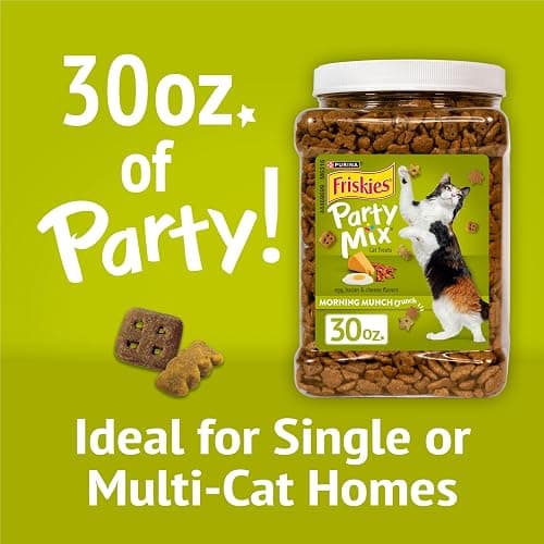 Purina Friskies Party Mix Morning Munch Crunch Egg, Bacon and Cheese Flavors Cat Treats - 30 oz Canister thumbnail 3
