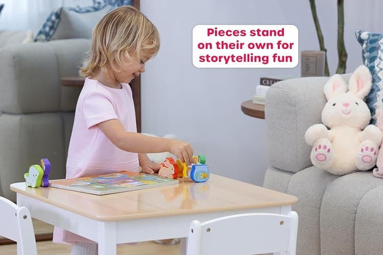 Jasey's Toy Chest Wooden Pets Puzzle & Play Set | 9-Piece Chunky Animal Puzzle with Board | Educational Toy for Toddlers Ages 12+ Months thumbnail 3