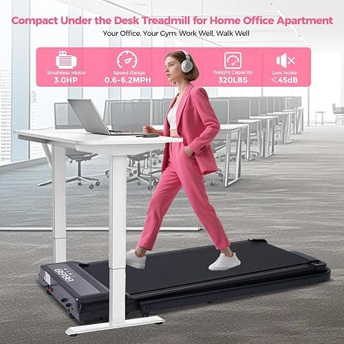 Treadmill with Handles for Home Small, 3.0HP Electric Compact Walking Pad Treadmills with Handle Bar, 0.6-6.2MPH Portable Under Desk Treadmill Home for Small Space, 320LBS thumbnail 6