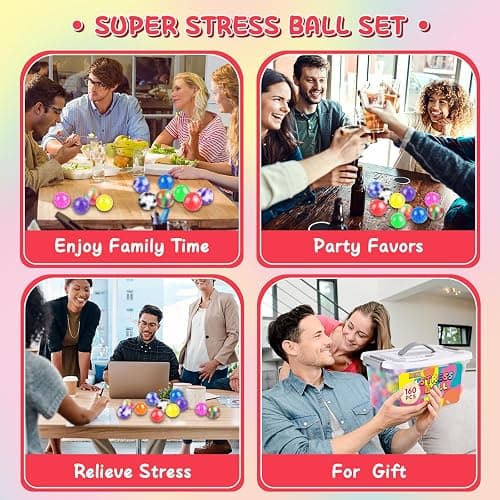 BESNEL 160 Pack Stress Balls for Adults, Bulk Squishy Ball, Stress Balls Set, Anti-Anxiety Easter Stress Relief Fidget Balls, Easter Basket Stuffers, Prize Box, Party Favors, Birthday Gifts thumbnail 7