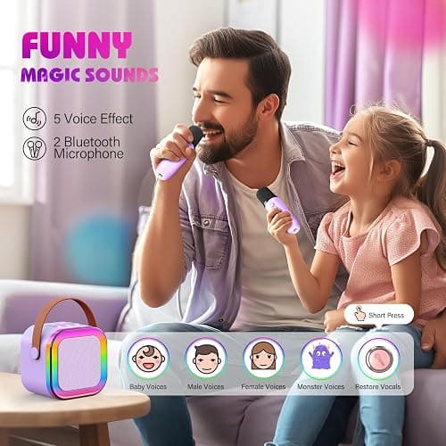 Dislocati Girls Toys Age 3-15, Karaoke Machine 2 Microphones Kids Toys for 3-12 Year Old Girls Birthday Presents Microphone for Kids 3-12 Year Old Girls Christmas Xmas Gifts thumbnail 2
