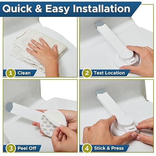 Toilet Locks Baby Proof (2-Pack) Ideal Baby Proof Toilet Lid Lock with Arm – No Tools Needed Easy Installation with 3M Adhesive – Top Safety Toilet Seat Lock – Fits Most Toilets, White thumbnail 7