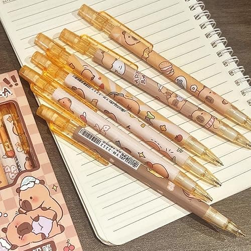MOZXIRZ 4 Pcs Cute Mechanical Pencils with Eraser 0.5mm Cartoon Capybara Mechanical Pencil School Pencil for Boy Girl Women (6pcs Capybara) thumbnail 7