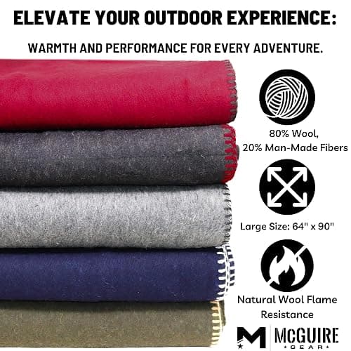 M MCGUIRE GEAR Heavy Duty Wool Blanket, Survival, Emergency, and First Aid Use – Mil-Spec, Fire Retardant, Durable Outdoor Wool Blankets for Camping. - Maroon, (64 x 90 inches) thumbnail 6