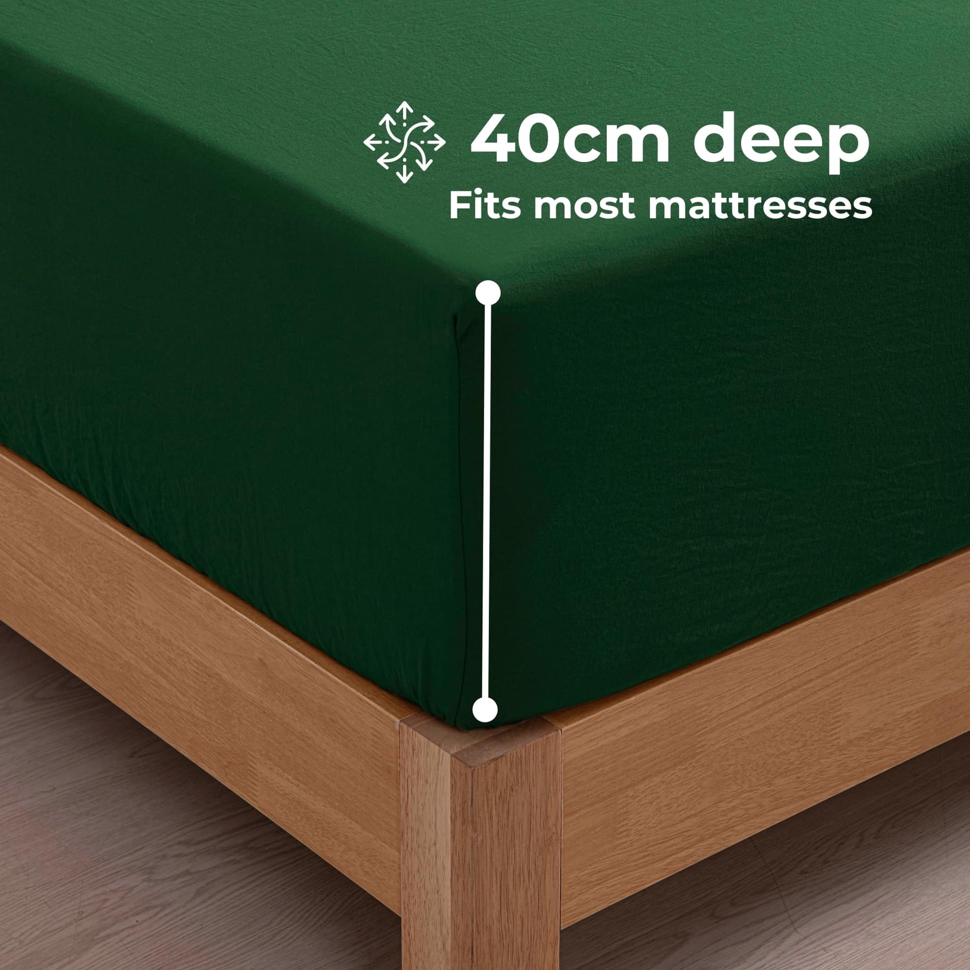 Dreamaker King Single Fitted Combo Microfiber Sheet Set, Ultra Soft Plush Pre Washed Microfibre Bedding, Extra Deep 40cm Fitted Sheet & 1 Pillowcase, 2 Pieces, Hunter Green, King Single Bed thumbnail 4