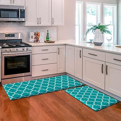 KMAT Kitchen Mat [2 PCS] Cushioned Anti-Fatigue Kitchen Rug, Waterproof Non-Slip Kitchen Mats and Rugs Heavy Duty PVC Ergonomic Comfort Foam Rug for Kitchen, Floor Home, Office, Sink, Laundry,Grey - 17.3 x 47 "+ 17.3 x 29 "--0.40inch - Grey thumbnail 2